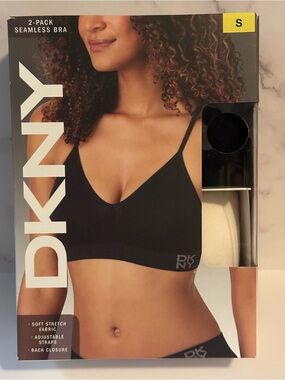 DKNY 2-Pack Seamless Bras in Black & Cream